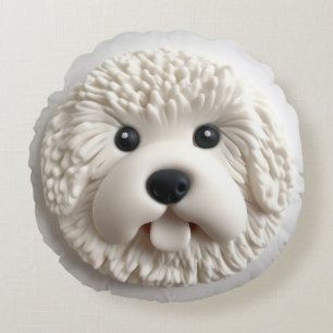 Bichon Frise Hond 3D Geïnspireerd Rond Kussen