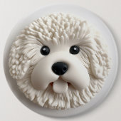 Bichon Frise Hond 3D Geïnspireerd Ronde Button 6,0 Cm (Voorkant)