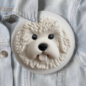 Bichon Frise Hond 3D Geïnspireerd Ronde Button 6,0 Cm (In situ)