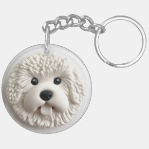 Bichon Frise Hond 3D Geïnspireerd Sleutelhanger