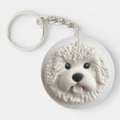 Bichon Frise Hond 3D Geïnspireerd Sleutelhanger (Voorkant)