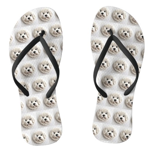 Bichon Frise Hond 3D Geïnspireerd Teenslippers (Voetbed)