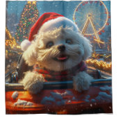 Bichon Frise-hond achtbaan Kerstmis Douchegordijn (Voorkant)