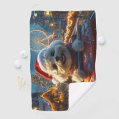 Bichon Frise-hond achtbaan Kerstmis Golfhanddoek (Insitu)