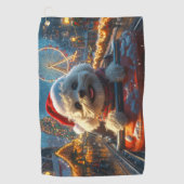 Bichon Frise-hond achtbaan Kerstmis Golfhanddoek (Voorkant)