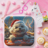 Bichon Frise-hond achtbaan Kerstmis Papieren Bordje (Feest)