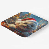 Bichon Frise-hond achtbaan Kerstmis Papieren Bordje (Gebogen)