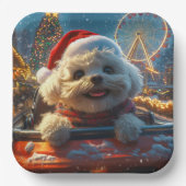 Bichon Frise-hond achtbaan Kerstmis Papieren Bordje (Voorkant)