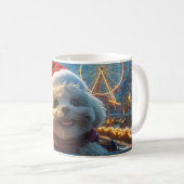 Bichon Frise Hond Achterbaan Kerstmis Koffiemok (Voorkant rechts)