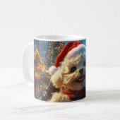 Bichon Frise Hond Achterbaan Kerstmis Koffiemok (Voorkant links)