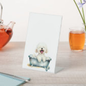 Bichon Frise Hond Blank Menu Reclamebord Met Voetstuk (Insitu)