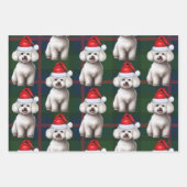 Bichon Frise Hond en Green Plaid Vakantie Inpakpapier Vel (Voorkant 2)