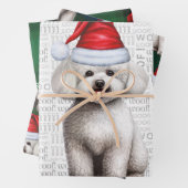 Bichon Frise Hond en Green Plaid Vakantie Inpakpapier Vel (In situ)