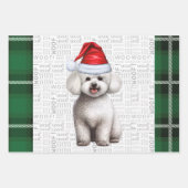 Bichon Frise Hond en Green Plaid Vakantie Inpakpapier Vel (Voorkant)