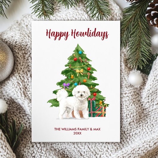 Bichon Frise Hond Familie Kerstmis Feestdagenkaart
