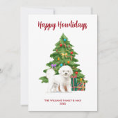 Bichon Frise Hond Familie Kerstmis Feestdagenkaart (Voorkant)
