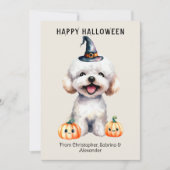 Bichon Frise Hond Gelukkig Halloween Feestdagenkaart (Voorkant)