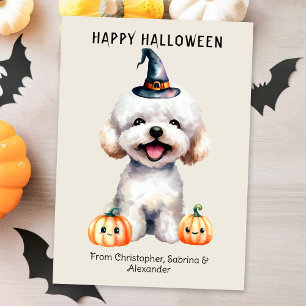 Bichon Frise Hond Gelukkig Halloween Feestdagenkaart