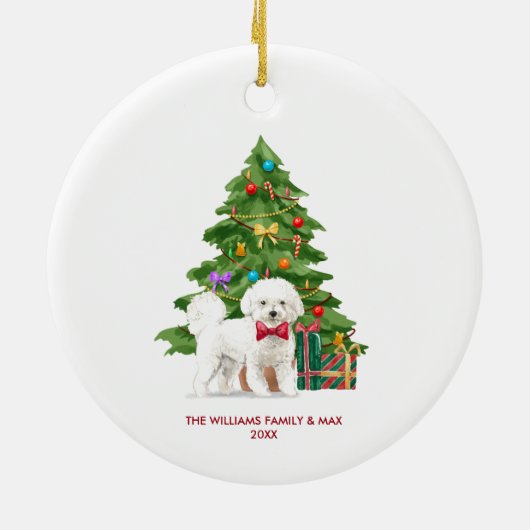 Bichon Frise hond gepersonaliseerde kerst Keramisch Ornament (Achterkant)