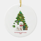 Bichon Frise Hond Gepersonaliseerde Kerstmis Keramisch Ornament (Voorkant)
