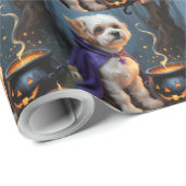 Bichon Frise Hond grillig Halloween schilderij Cadeaupapier (Rol Hoek)