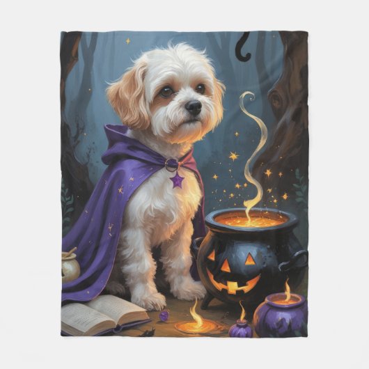 Bichon Frise Hond grillig Halloween schilderij Fleece Deken (Voorkant)
