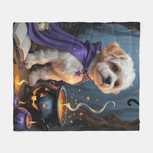 Bichon Frise Hond grillig Halloween schilderij Fleece Deken (Voorkant (Horizontaal))