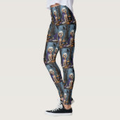 Bichon Frise Hond grillig Halloween schilderij Leggings (Links)