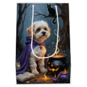 Bichon Frise Hond grillig Halloween schilderij Medium Cadeauzakje (Achterkant)