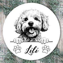 Bichon Frise Hond Handtekening Gepersonaliseerd Ronde Sticker