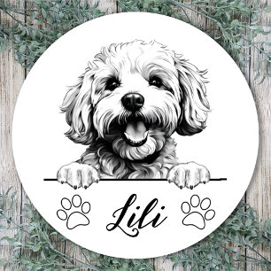 Bichon Frise Hond Handtekening Gepersonaliseerd Ronde Sticker