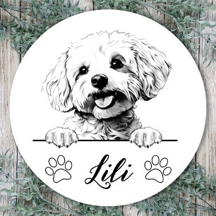 Bichon Frise Hond Handtekening Gepersonaliseerd Ronde Sticker