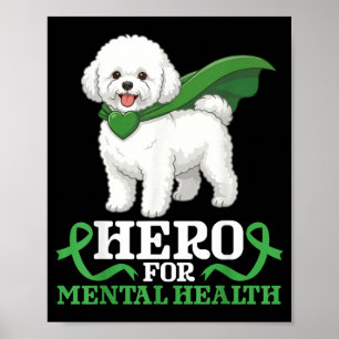 Bichon Frise-hond held voor bewustwording van gees Poster
