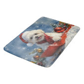 Bichon Frise Hond in Sledge Laat het Sneeuw Kerstm Badmat (Gekanteld)