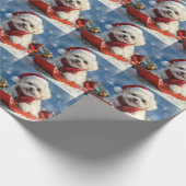 Bichon Frise Hond in Sledge Laat het Sneeuw Kerstm Cadeaupapier (Hoek)