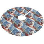 Bichon Frise Hond in Sledge Laat het Sneeuw Kerstm Kerstboom Rok (Gekanteld)