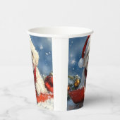 Bichon Frise Hond in Sledge Laat het Sneeuw Kerstm Papieren Bekers (Rechts)