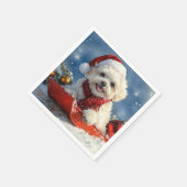 Bichon Frise Hond in Sledge Laat het Sneeuw Kerstm Servet (Hoek)