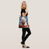 Bichon Frise Hond in Sledge Laat het Sneeuw Kerstm Tote Bag (Op model)