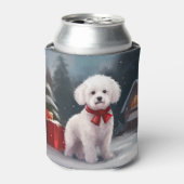 Bichon Frise Hond in Sneeuw Kerstmis Blikjeskoeler (Blikje Voorkant)