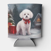 Bichon Frise Hond in Sneeuw Kerstmis Blikjeskoeler (Voorkant)