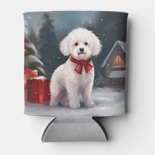 Bichon Frise Hond in Sneeuw Kerstmis Blikjeskoeler (Voorkant)