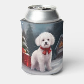 Bichon Frise Hond in Sneeuw Kerstmis Blikjeskoeler (Blikje Achterkant)