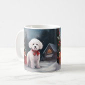 Bichon Frise Hond in Sneeuw Kerstmis Koffiemok (Voorkant links)