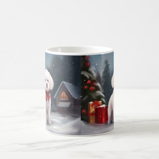 Bichon Frise Hond in Sneeuw Kerstmis Koffiemok (Center)