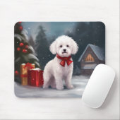 Bichon Frise Hond in Sneeuw Kerstmis Muismat (Met muis)
