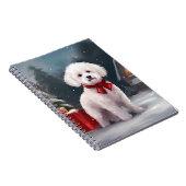 Bichon Frise Hond in Sneeuw Kerstmis Notitieboek (Rechterzijde)