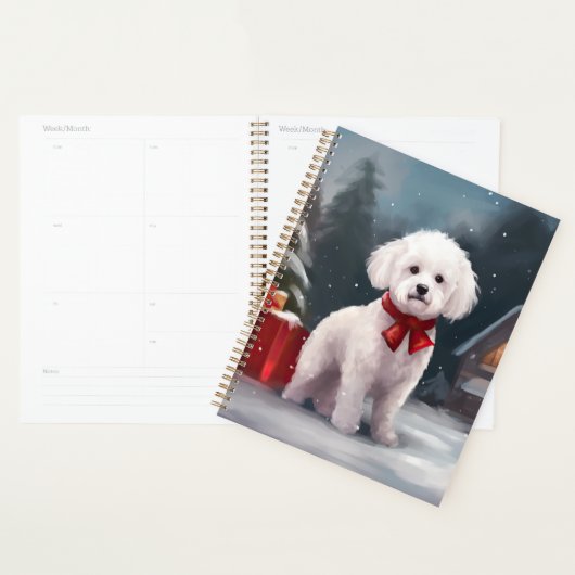 Bichon Frise Hond in Sneeuw Kerstmis Planner (Display)