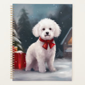 Bichon Frise Hond in Sneeuw Kerstmis Planner (Voorkant)