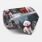 Bichon Frise Hond in Sneeuw Kerstmis Stropdas (Opgerold)